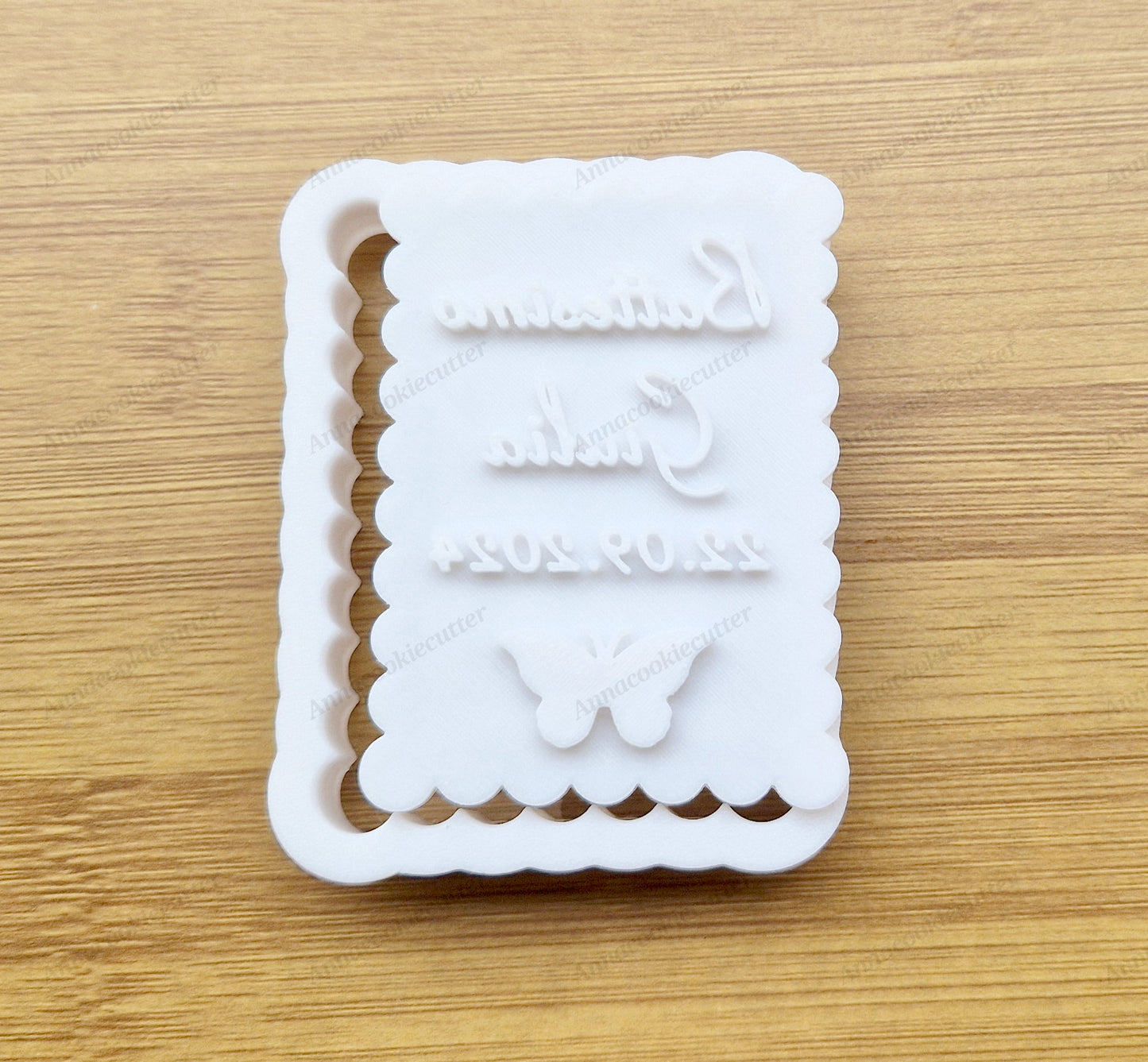 Battesimo Nome e Data Personalizzabile Formina Per Biscotti Cookie Cutter 7x4 cm