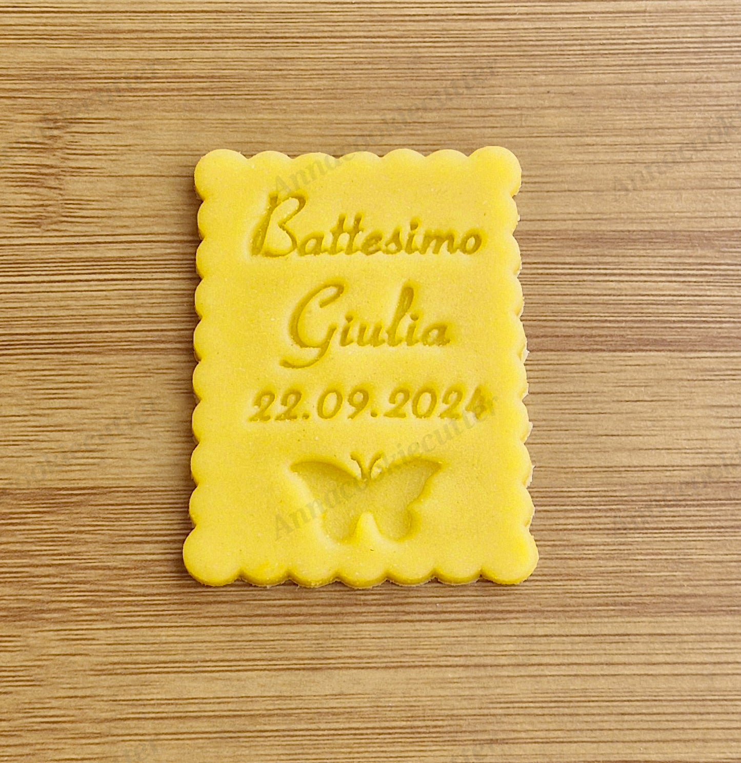 Battesimo Nome e Data Personalizzabile Formina Per Biscotti Cookie Cutter 7x4 cm