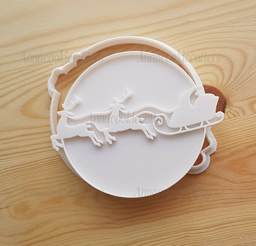 Slitta Di Babbo Natale Formina Per Biscotti Pasta Zucchero Cookie Cutter 11x10cm