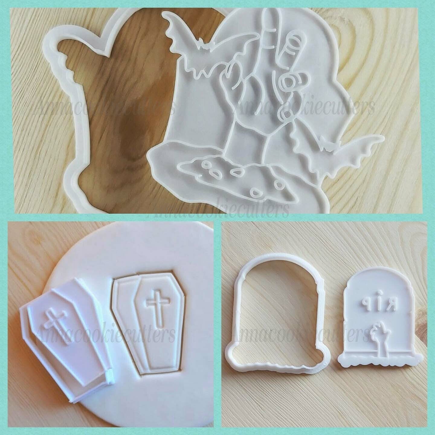 Set Mano Zombie Stampo Lapide Bara Formina Per Biscotti Tagliabiscotti