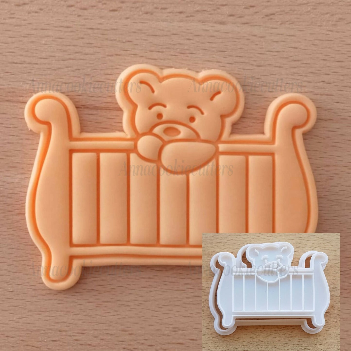 Orsacchiotto Lettino Taglia biscotti Nascita Battesimo Stampino Cookie Cutter