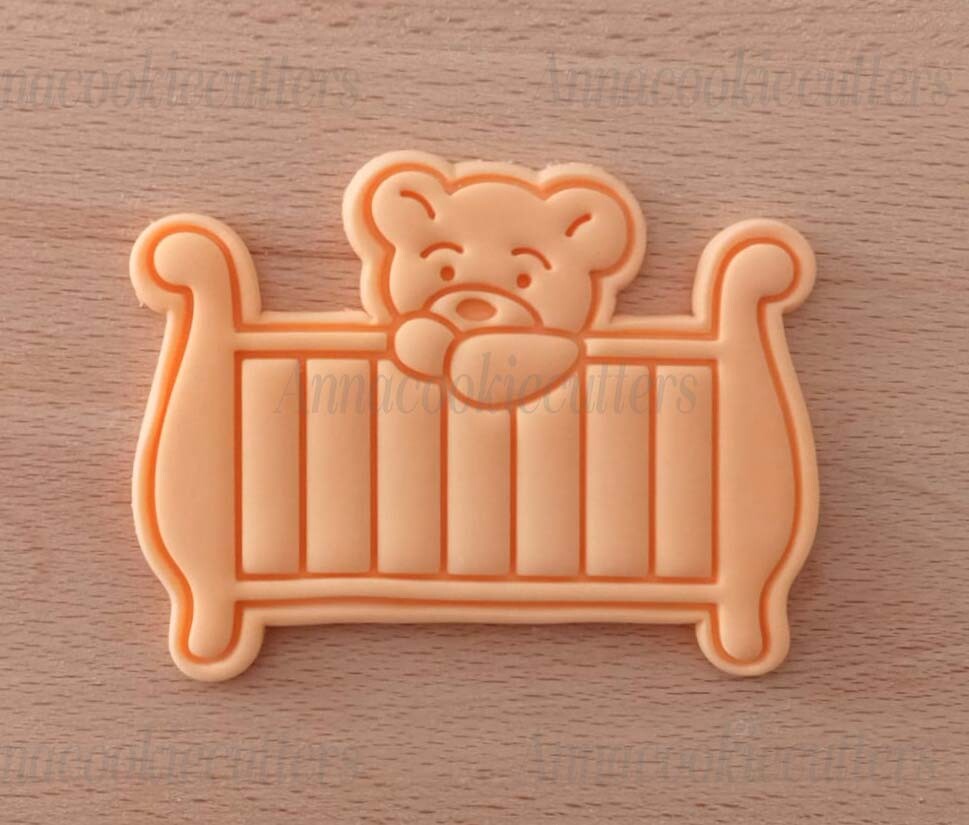Orsacchiotto Lettino Taglia biscotti Nascita Battesimo Stampino Cookie Cutter