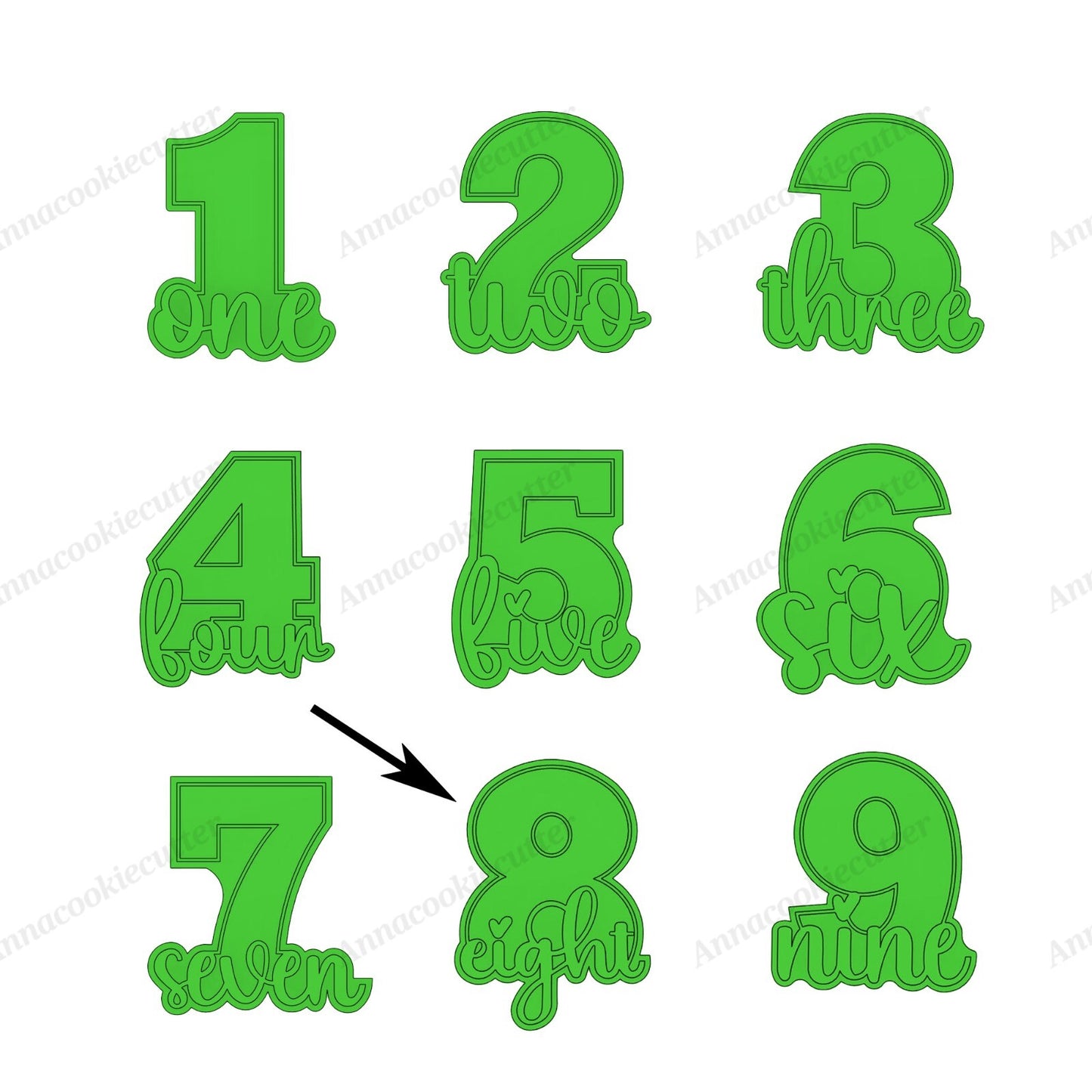 Set di Formine per Biscotti con Numeri di Compleanno da 1 a 9 Cookie Cutter