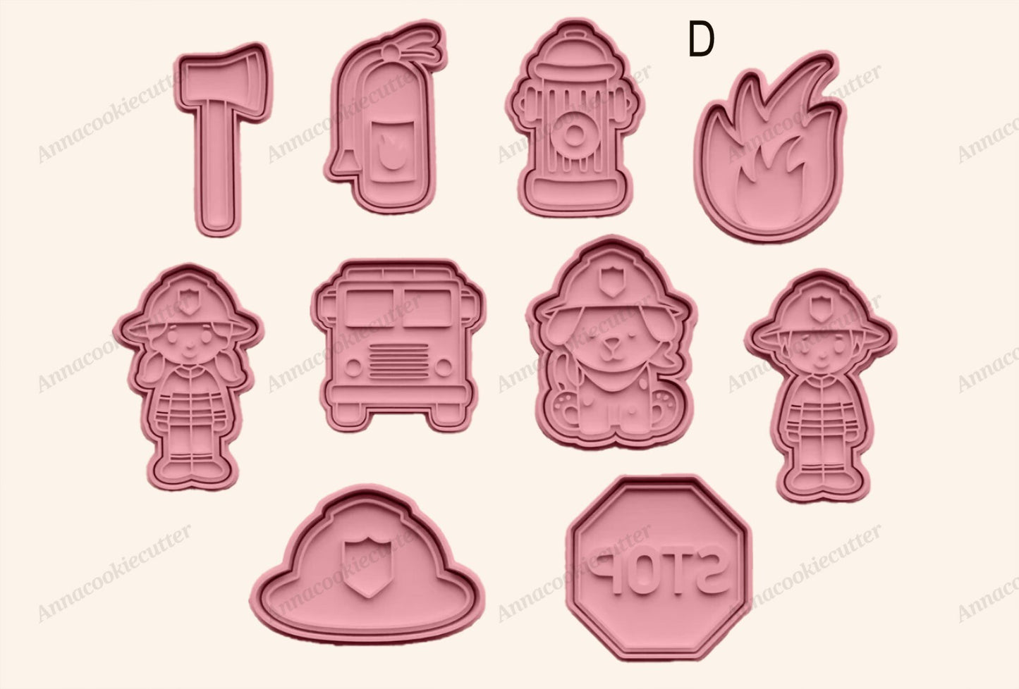 Set 10 Formine Taglia Biscotti Vigile del Fuoco Cookie Cutter Pompieri