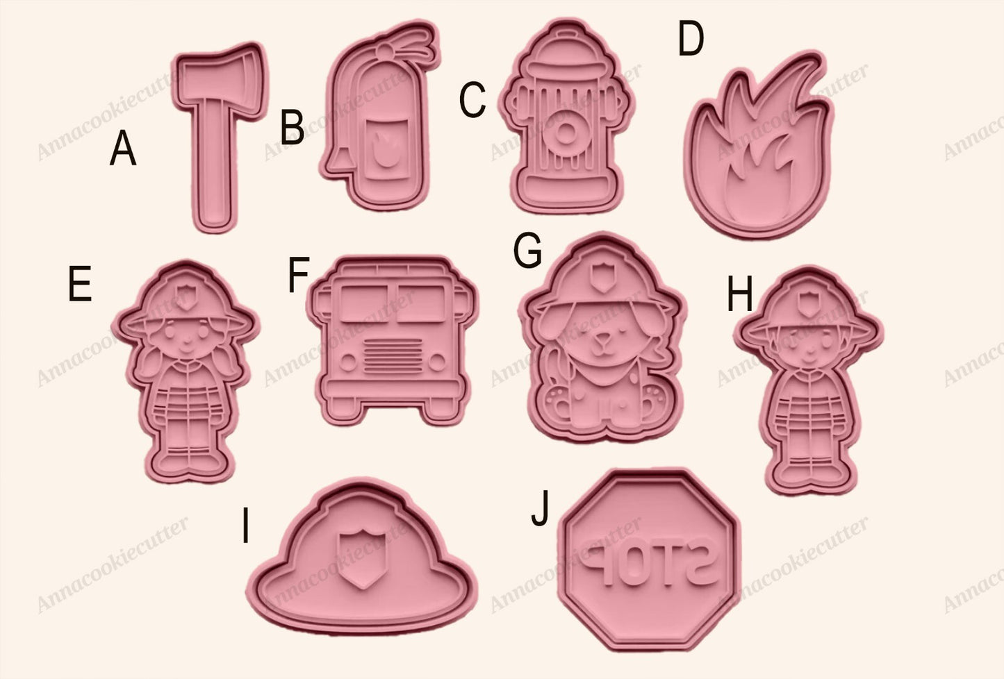 Set 10 Formine Taglia Biscotti Vigile del Fuoco Cookie Cutter Pompieri