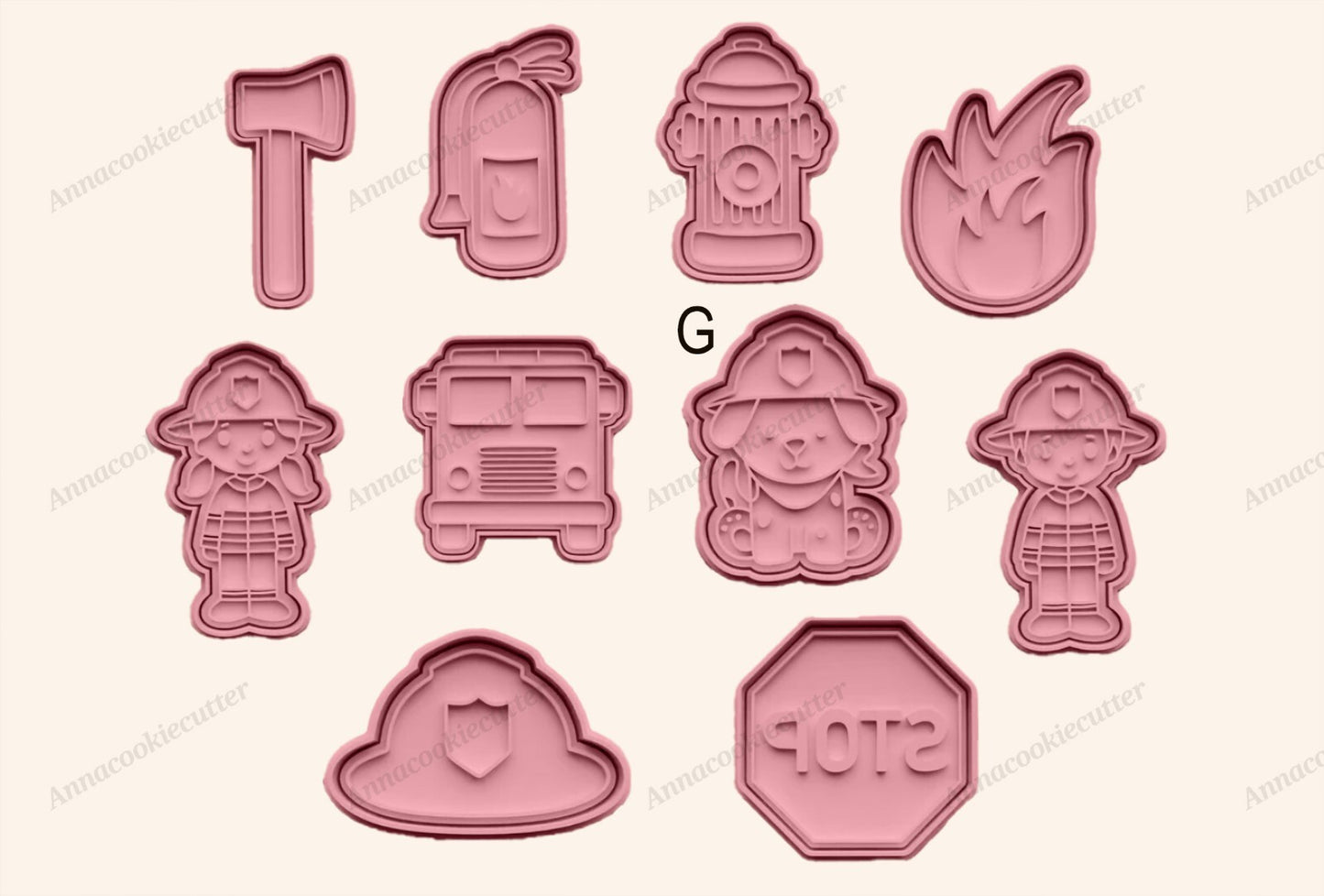 Set 10 Formine Taglia Biscotti Vigile del Fuoco Cookie Cutter Pompieri