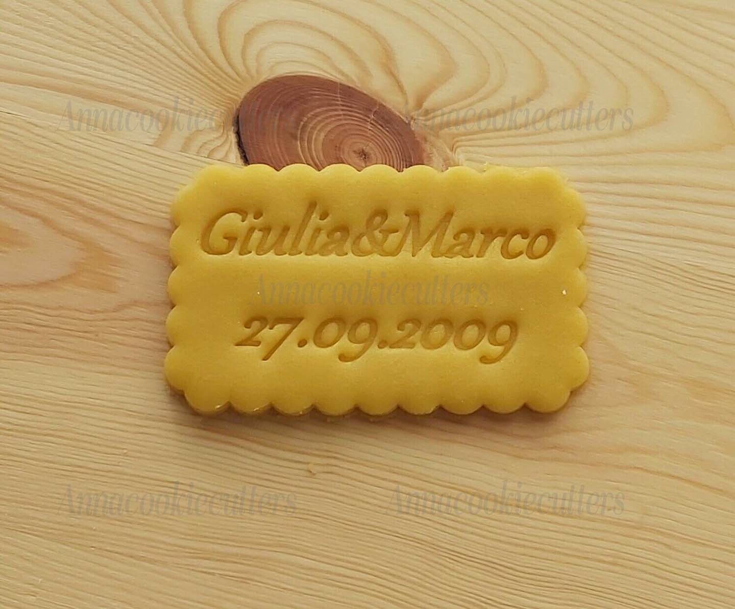 Biscotto Con Testo Personalizzabile Compleanno Matrimonio Stampino Cookie Cutter
