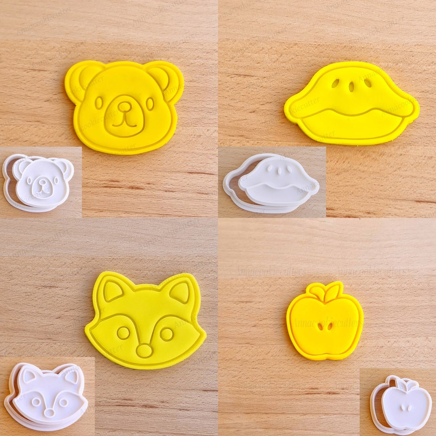 Set Formine Per Biscotti Orso, Volpe, Mela, Crostata di Mela Tagliabiscotti