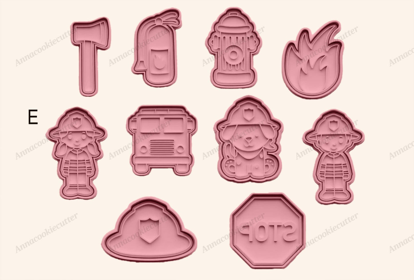 Set 10 Formine Taglia Biscotti Vigile del Fuoco Cookie Cutter Pompieri