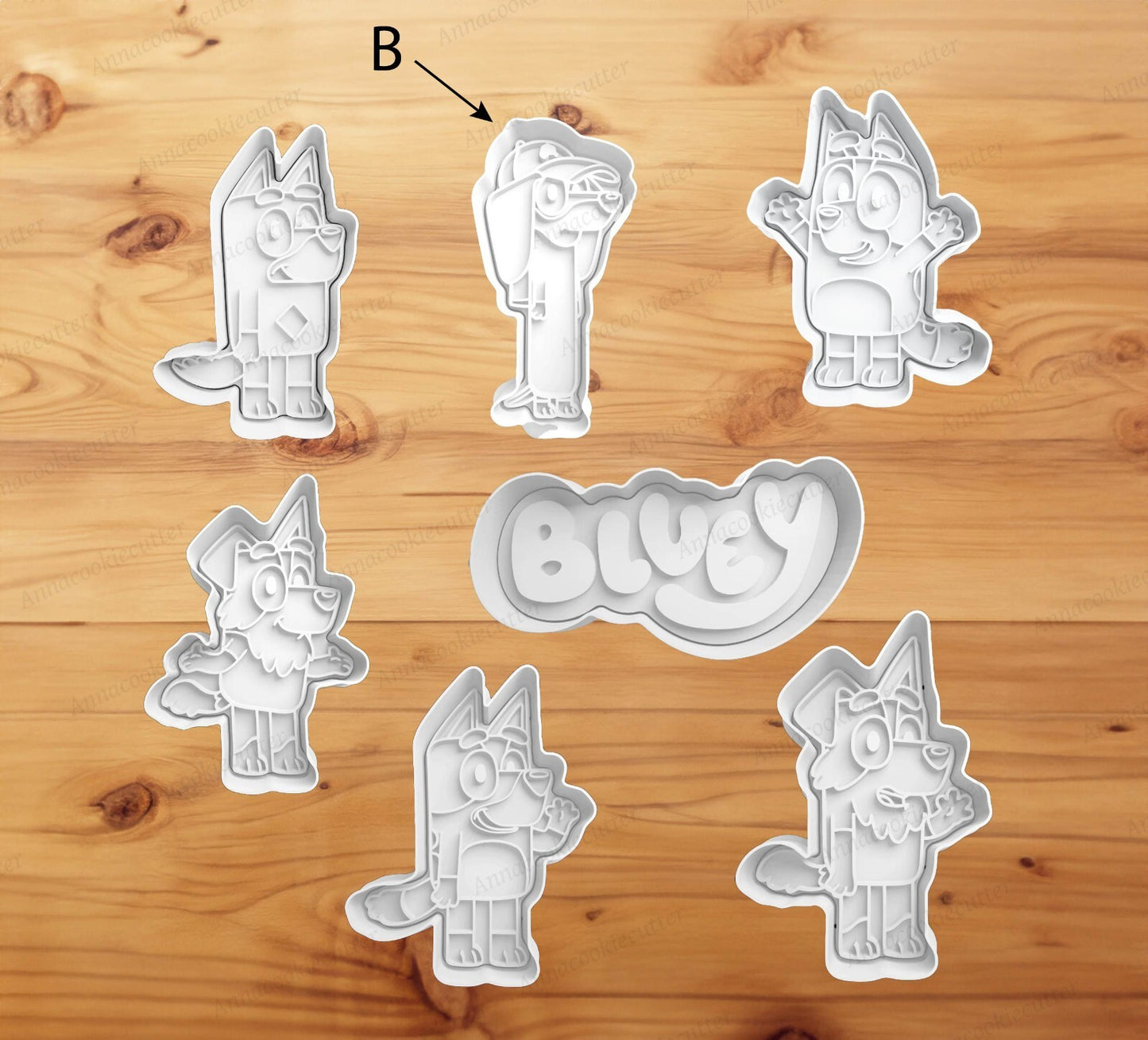 Bluey Formine Per Biscott Set 7 Pezzi Cookie Cutter Frolla Pasta di Zucchero 8cm