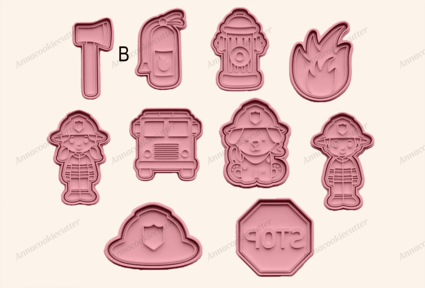Set 10 Formine Taglia Biscotti Vigile del Fuoco Cookie Cutter Pompieri