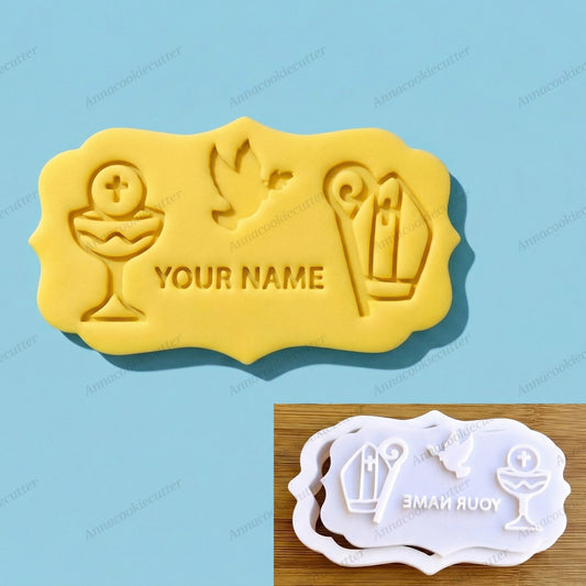 Cornice Personalizzabile Taglia Biscotti Mitra, Colomba Calice Comunione Cresima