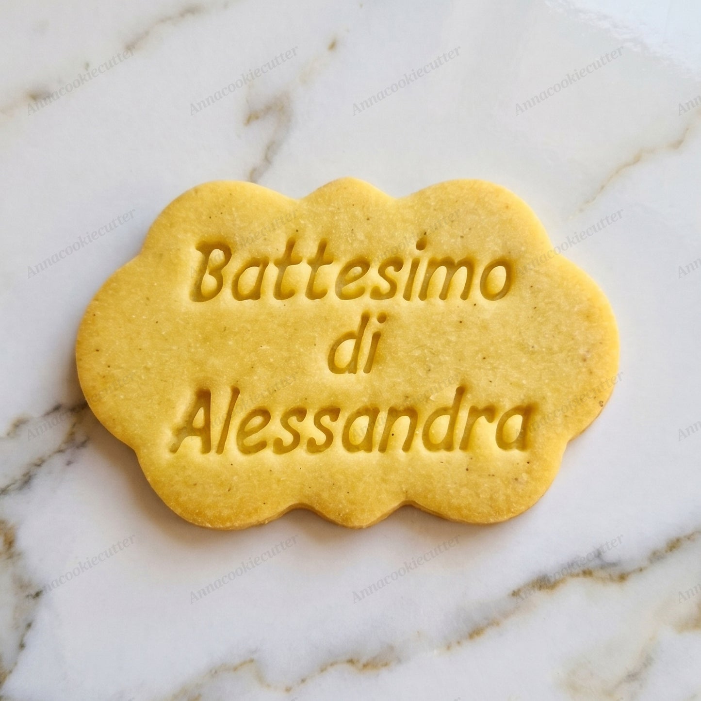 Tagliabiscotti Battesimo Personalizzato | Timbro con Nome e Data per Bomboniere Religiose e Biscotti per Nascita