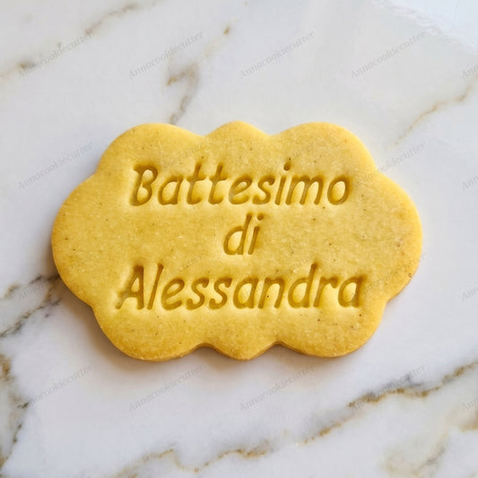 Tagliabiscotti Battesimo Personalizzato | Timbro con Nome e Data per Bomboniere Religiose e Biscotti per Nascita