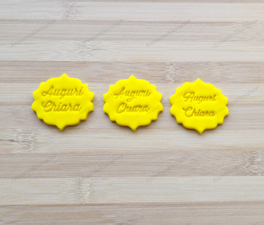 Tagliabiscotti Testo Personalizzato Comunione Battesimo Cresima Compleanno 7cm