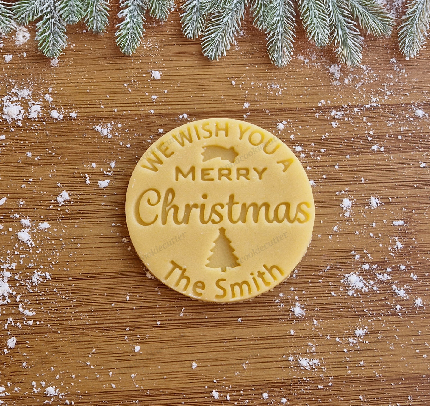 Stampo Biscotti di Natale Personalizzato – Formina “Merry Christmas” con Nome Inciso per Dolci e Regali Natalizi