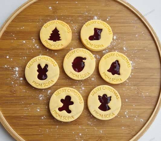 Set Formine Natalizie Personalizzate Merry Christmas | Tagliabiscotti con Nome per Biscotti Linzer e Decorazioni di Natale