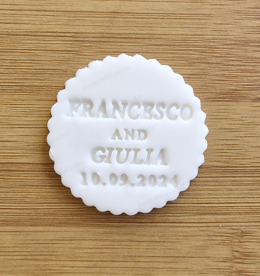 Timbro Biscotti Personalizzato Matrimonio Nomi e Data – Formina Bomboniere