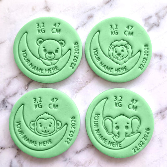 Stampo Biscotti Nascita Personalizzato: Nome, Peso, Altezza, Data 8 cm