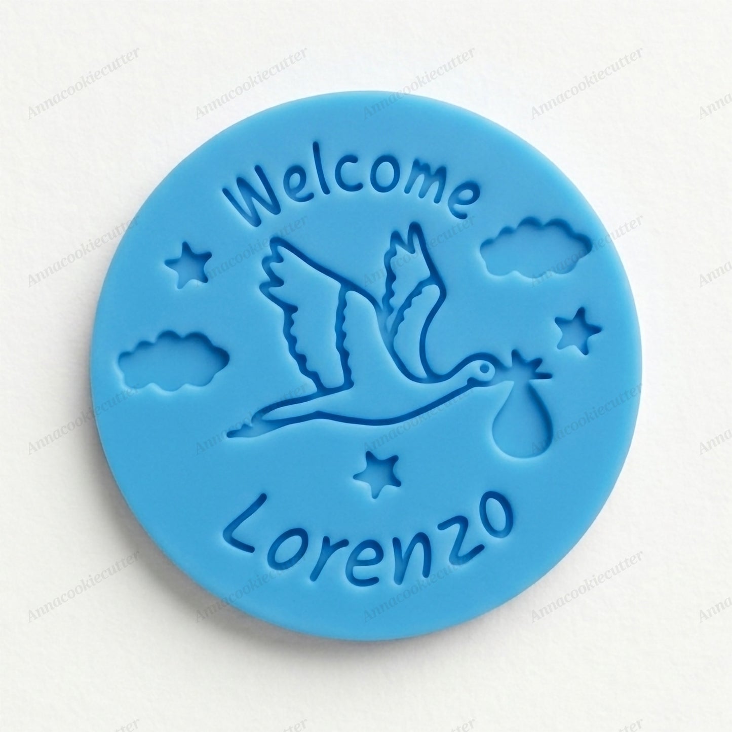 Nome Bimbo Personalizzato Tagliabiscotti Cicogna | Stampo Biscotti Baby Shower Nascita Battesimo | Idea Regalo Neonato Unica
