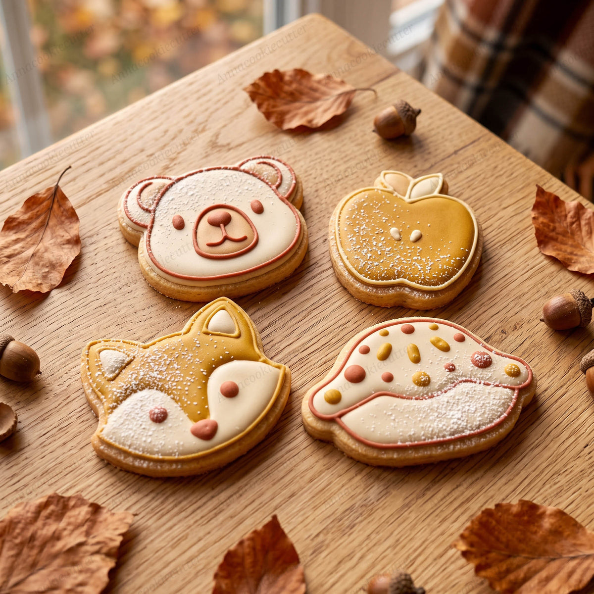 Set di Formine per Biscotti Orso, Volpe, Mela e Crostata di Mela