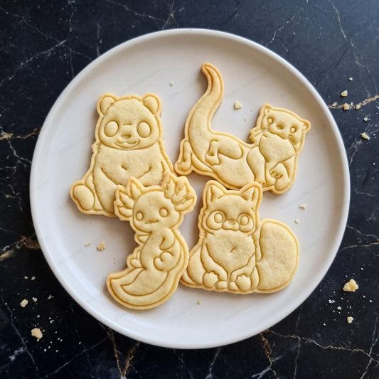 Set Tagliabiscotti Procione Lontra Panda Axolotl Formine Per Biscotti Animali