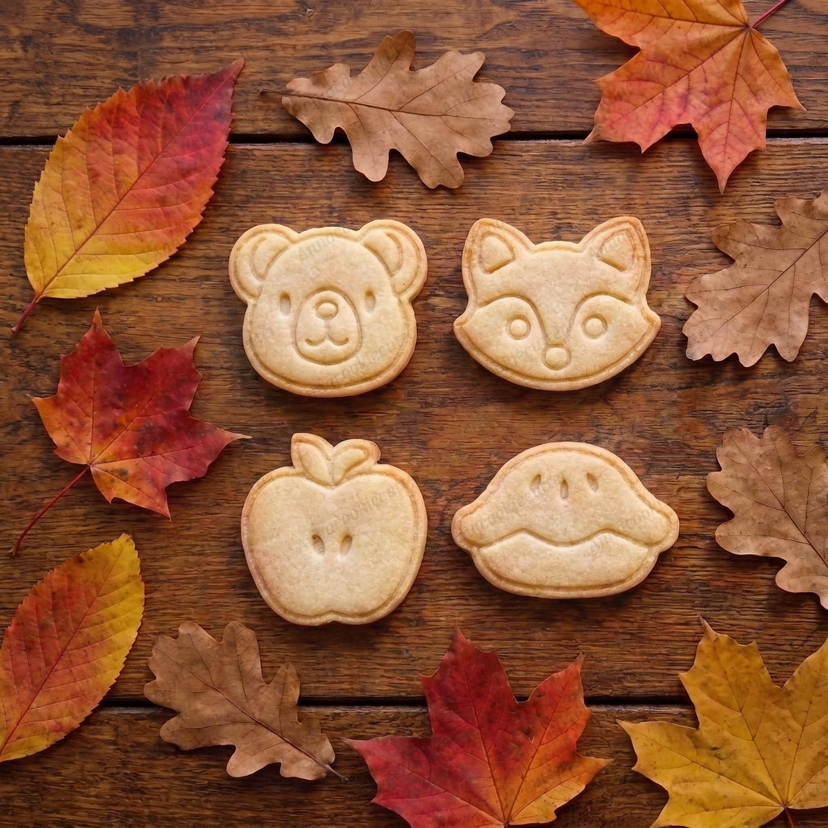 Set di Formine per Biscotti Orso, Volpe, Mela e Crostata di Mela