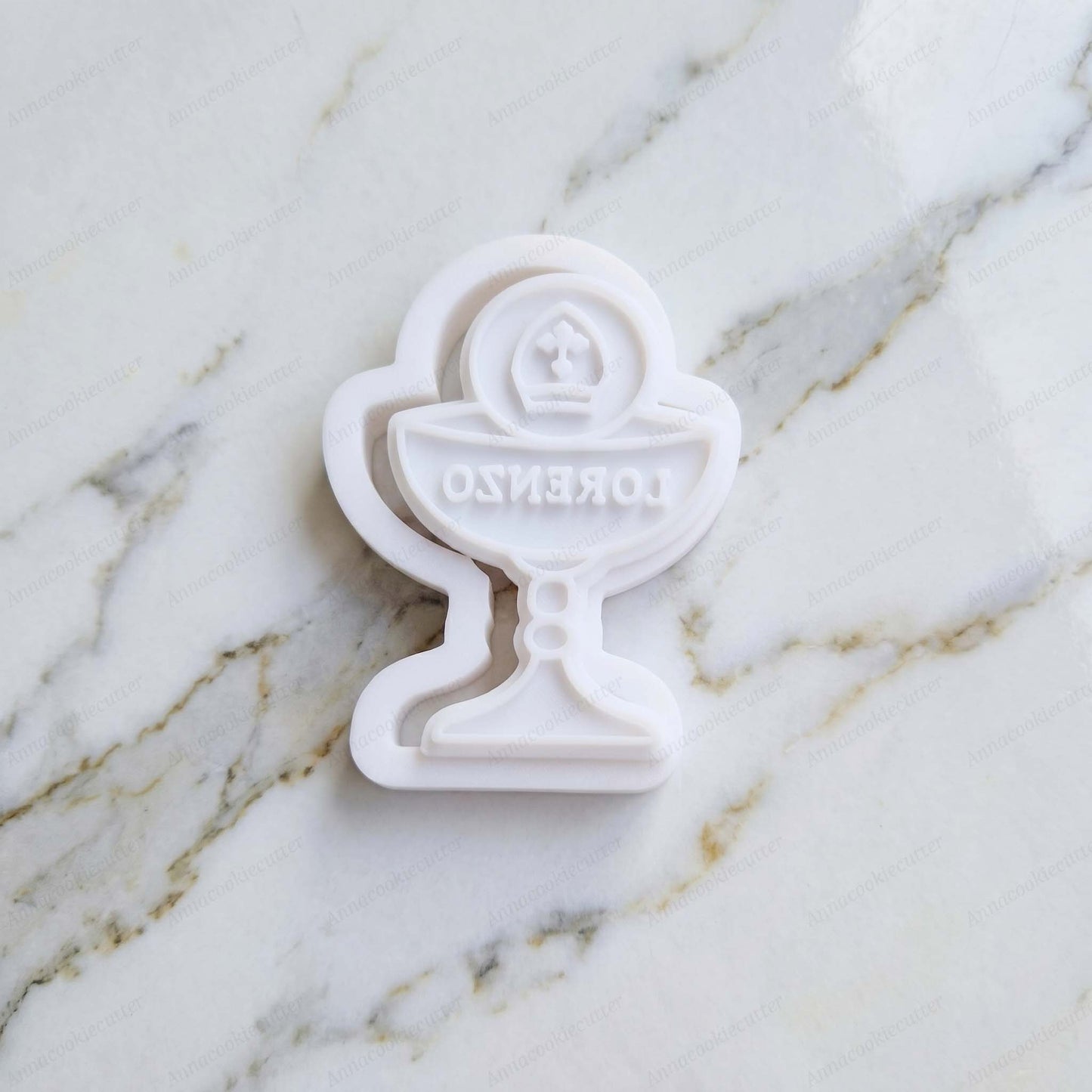 Calice Personalizzabile Taglia Biscotti Bomboniere Segnaposto Comunione Cresima 8 cm