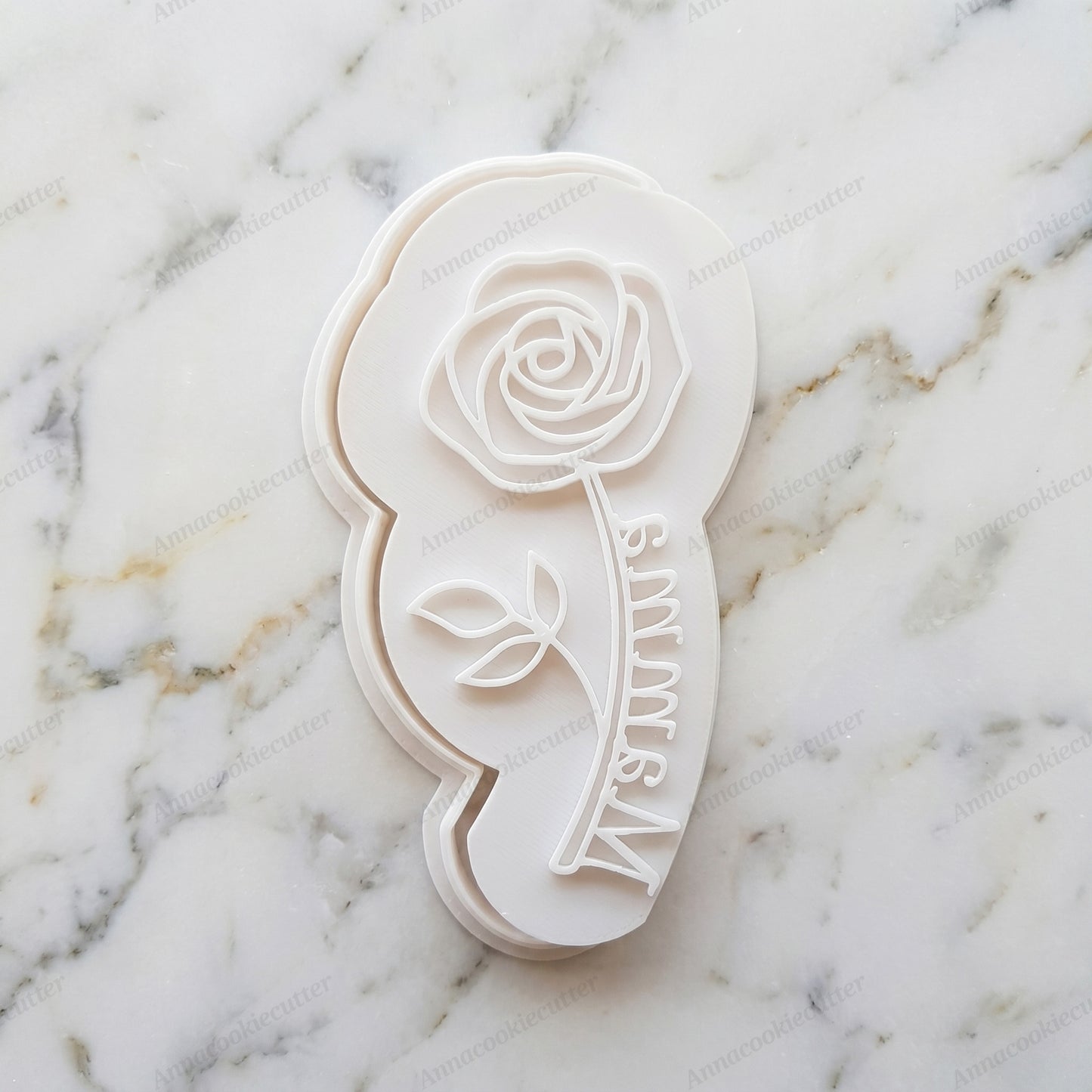 Tagliabiscotti Rosa Festa della Mamma - Timbro Embosser con Scritta Mamma per Regali di Compleanno e Bomboniere Floreali 11x6 cm
