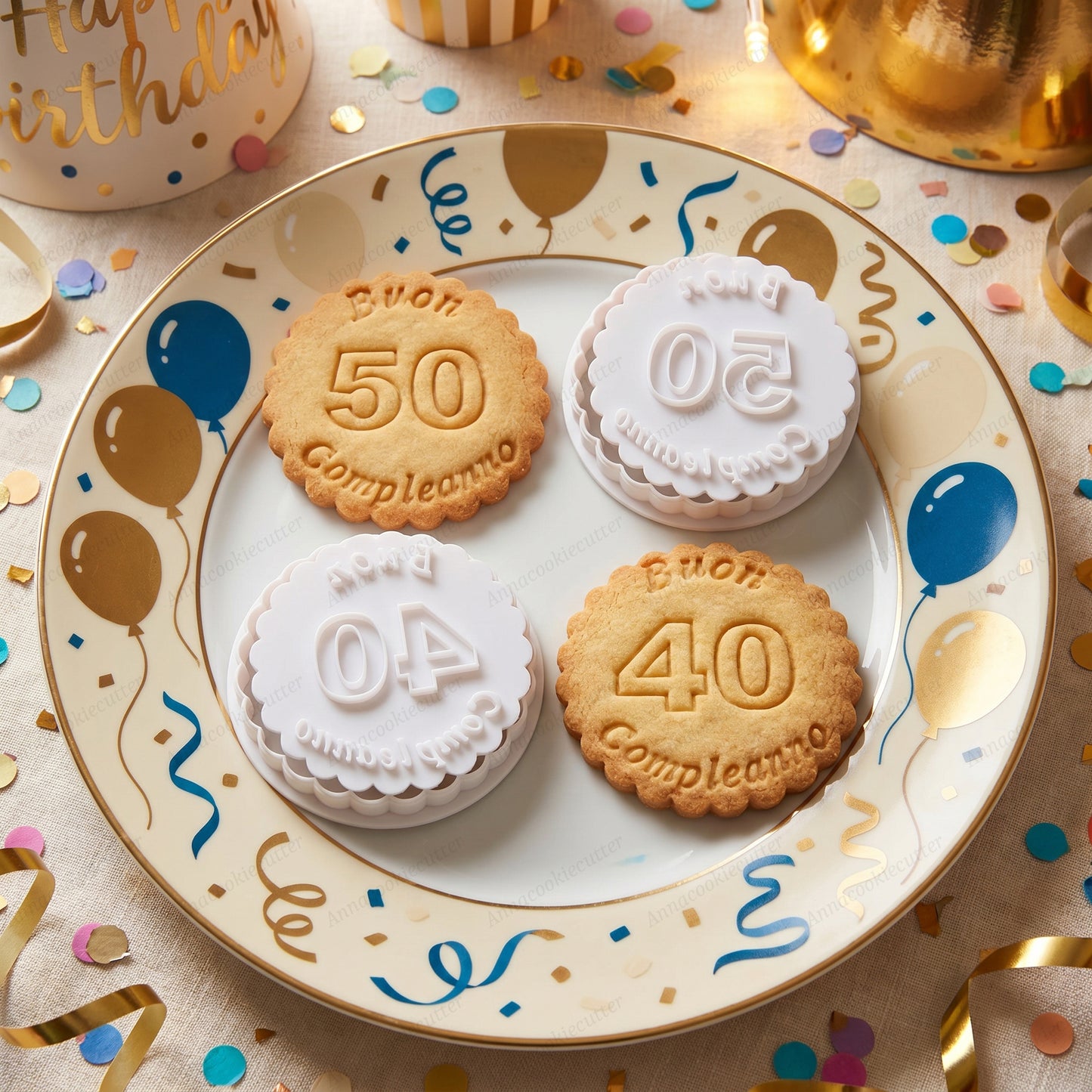Compleanno 50 40 Anni Formina Personalizzabile Per Biscotti Cookie Cutter 8 cm