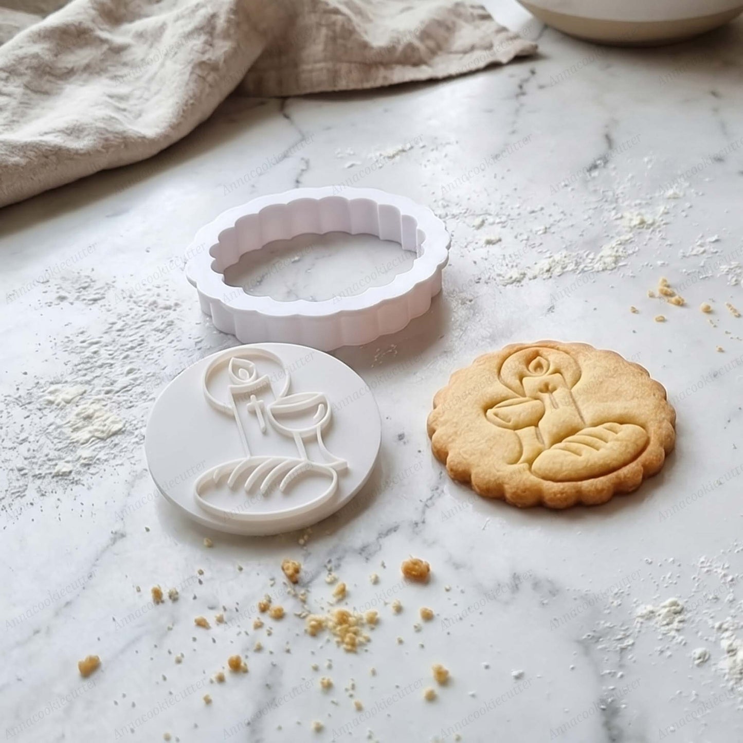 Candela Pane Calice Tagliabiscotti per Battesimo Comunione Cresima Cookie Cutter