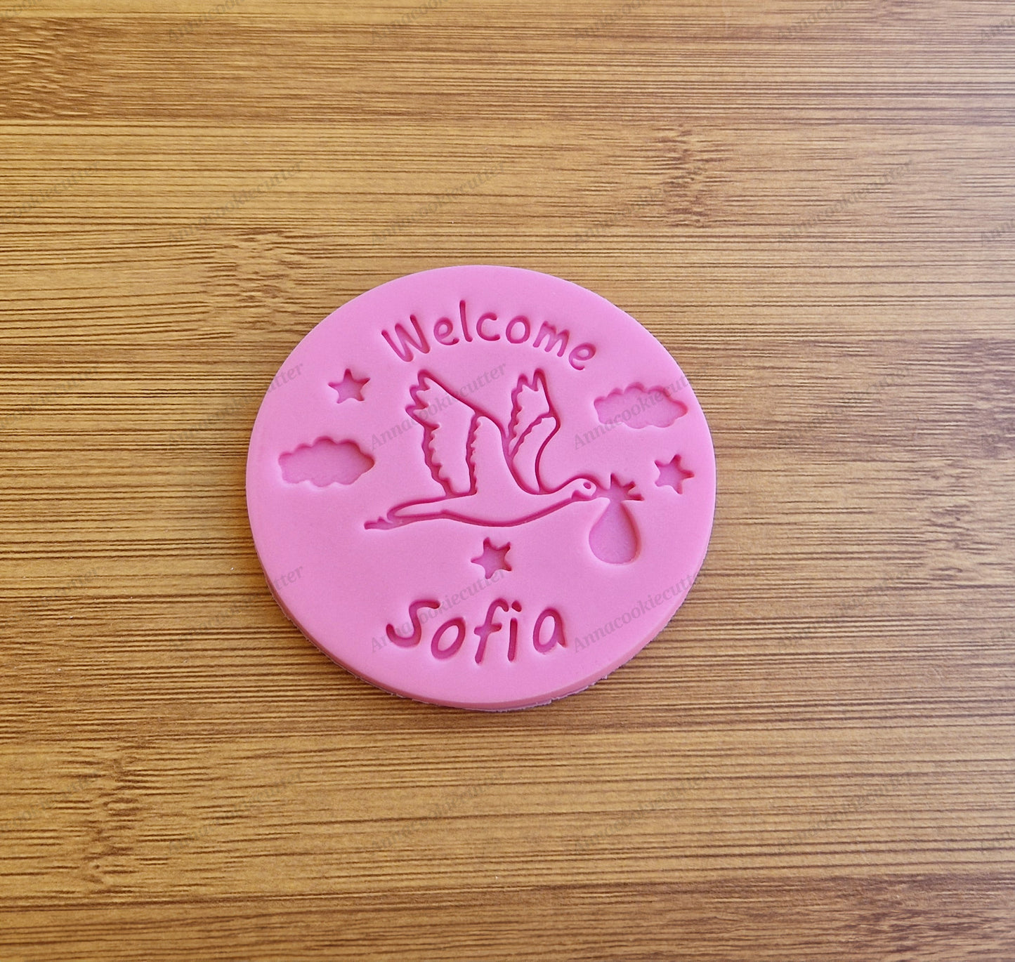 Nome Bimbo Personalizzato Tagliabiscotti Cicogna | Stampo Biscotti Baby Shower Nascita Battesimo | Idea Regalo Neonato Unica