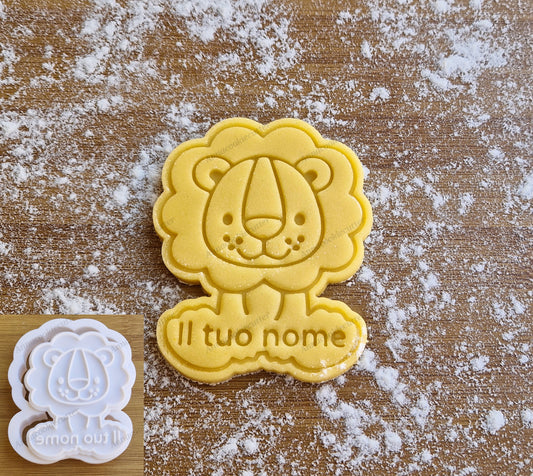Tagliabiscotti Leone Personalizzato con Nome – Formina Animali Giungla Safari per Compleanno e Battesimo