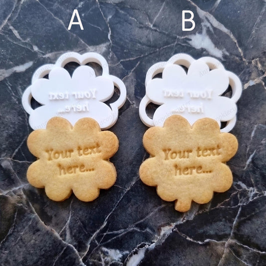 Tagliabiscotti Quadrifoglio Personalizzato con Nome Formina per Biscotti e Pasta di Zucchero 7 cm