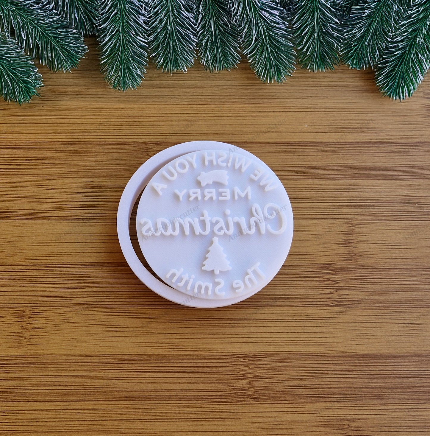 Stampo Biscotti di Natale Personalizzato – Formina “Merry Christmas” con Nome Inciso per Dolci e Regali Natalizi