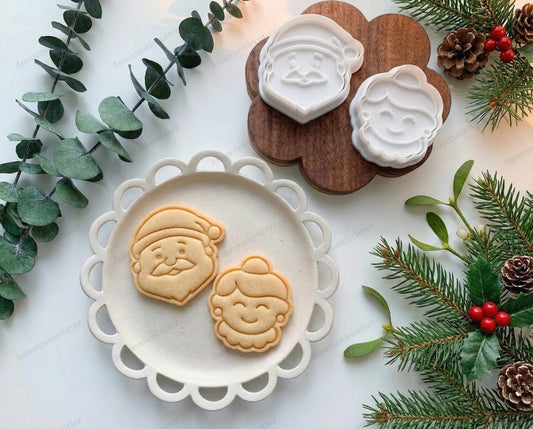Set Formine Taglia Biscotti Babbo Natale e Signora Claus Cookie Cutter Natalizi