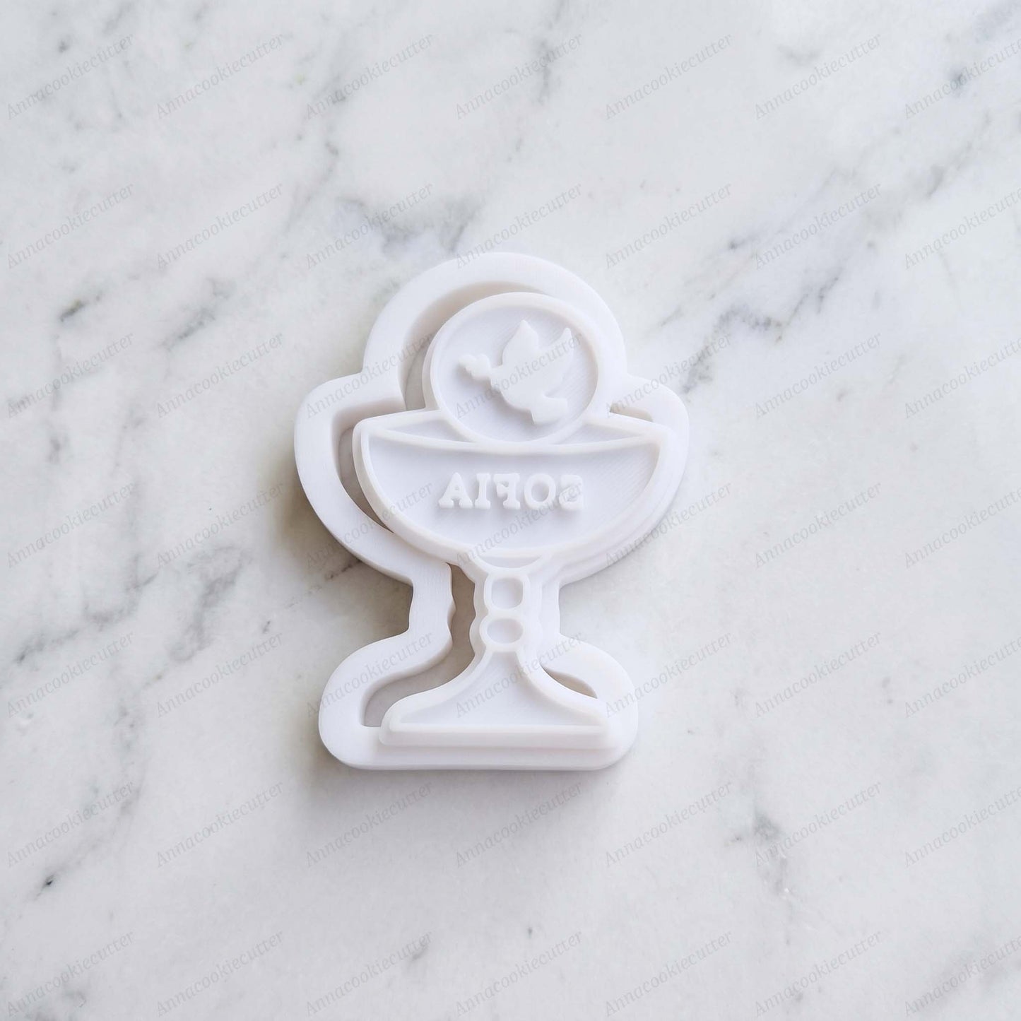 Calice Personalizzabile Taglia Biscotti Bomboniere Segnaposto Comunione Cresima 8 cm