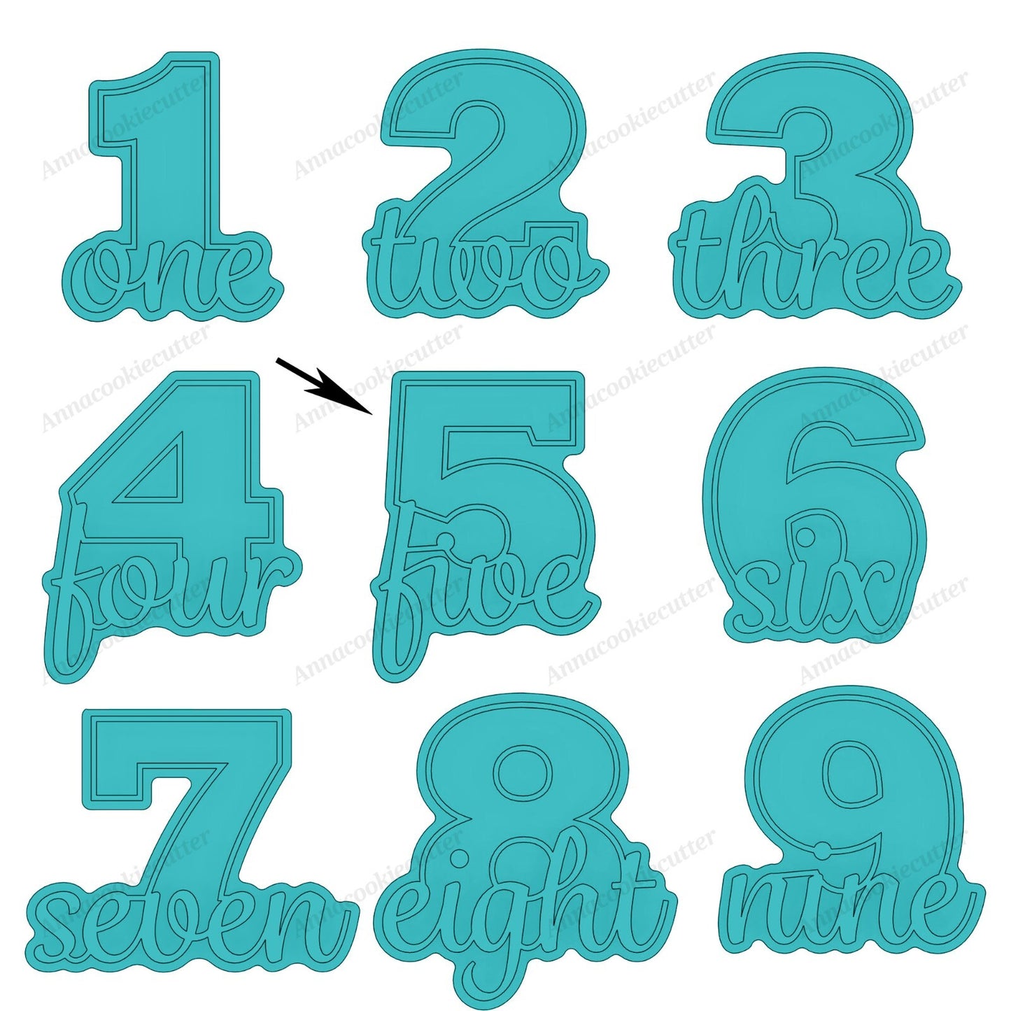 Set di Formine per Biscotti con Numeri di Compleanno da 1 a 9 Cookie Cutter