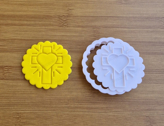 Formina per Biscotti Croce con Cuore Comunione Battesimo Cresima Cookie Cutter