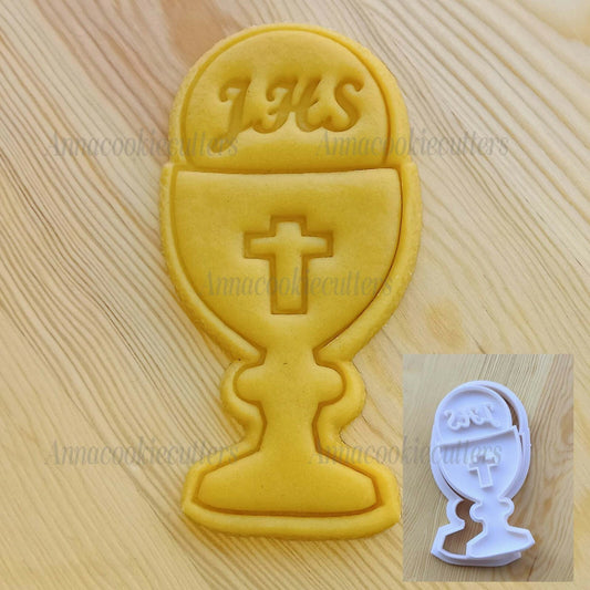 Calice Comunione Battesimo Cresima Formina Biscotti Stampino Cookie Cutter 10x5