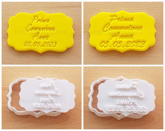 La Mia Prima Comunione Formine Per Biscotti Personalizzati Nome E Data 10x6 cm