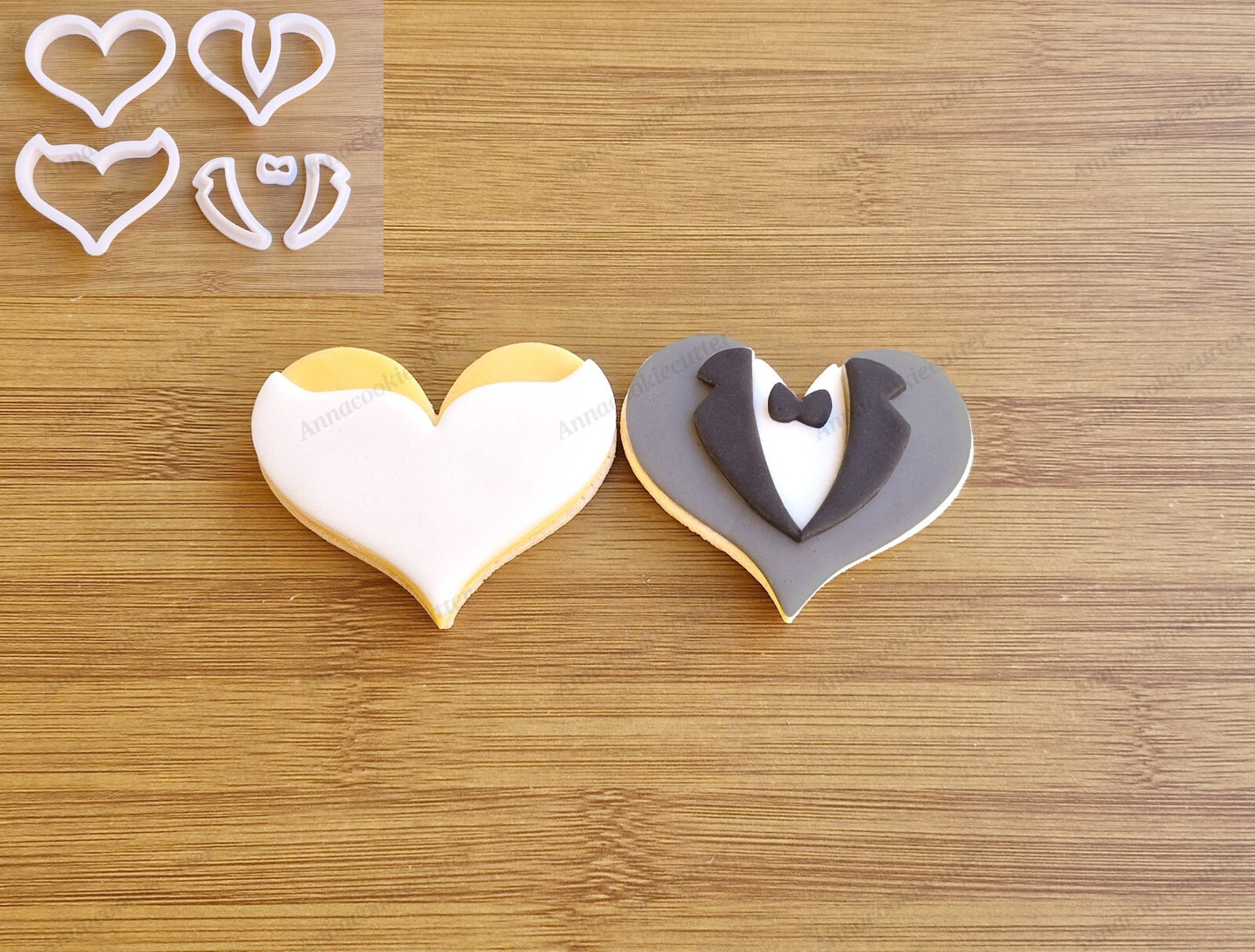 Set Taglia Biscotti a Forma di Cuore Abiti da Sposi Bomboniere Addio al Nubilato
