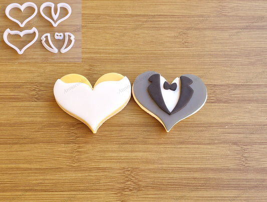 Set Taglia Biscotti a Forma di Cuore Abiti da Sposi Bomboniere Addio al Nubilato