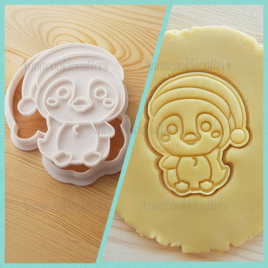 Pinguino Con Capello Di Natale Formina Per Biscotti Pasta Zucchero Cookie Cutter