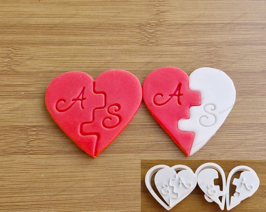 Set di Formine per Biscotti a Forma di Cuore con Iniziali Personalizzate