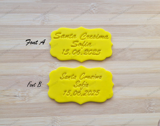 Taglia Biscotti Santa Cresima Formina Cornice Personalizzata Nome E Data 10x6 cm