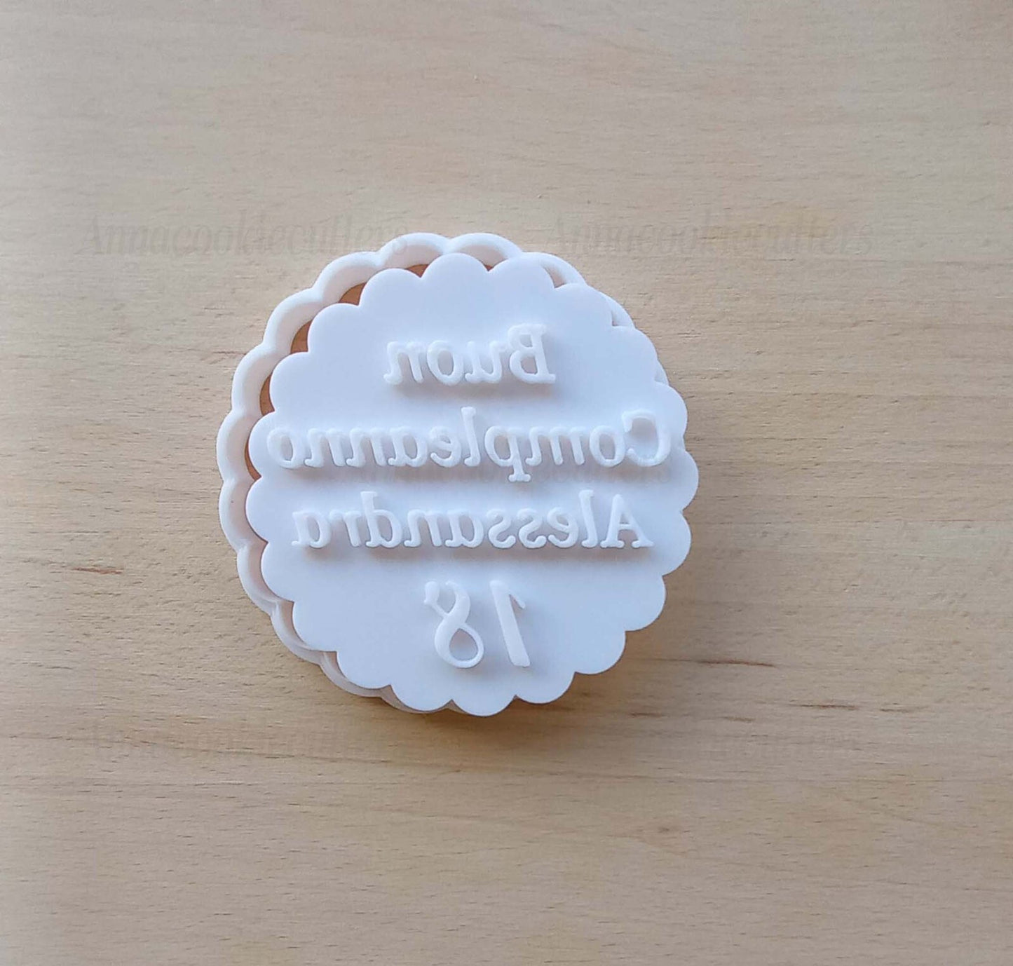 Tagliabiscotti Personalizzabile con Età, Nome e Testo - Formina per Biscotti 7cm