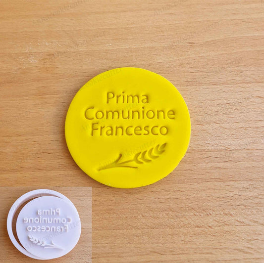 Prima Comunione Cookie Cutter Timbro Nome Personalizzabile Tagliabiscotti 7,5cm