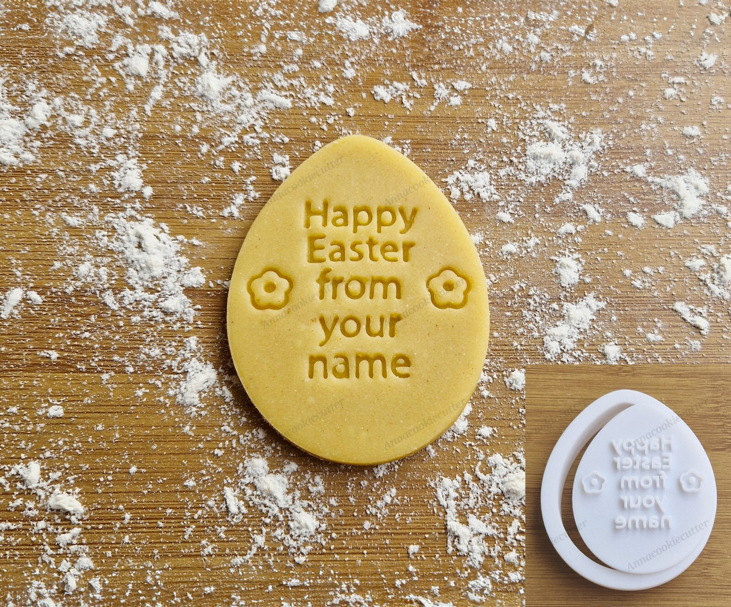 Formina Buona Pasqua Taglia Biscotti Uovo Personalizzabile con Nome 8 cm