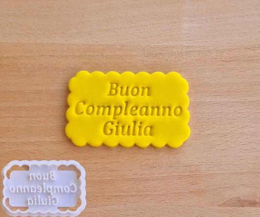 Tagliabiscotti Buon Compleanno Nome Personalizzabile Formina per Biscotti 7x5 cm